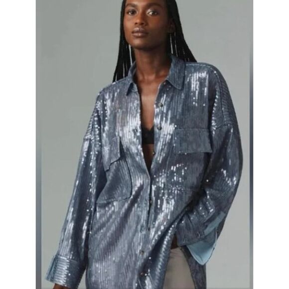 Anthropologie Pilcro Sequin Button Down NWT Sz. M - Picture 1 of 5
